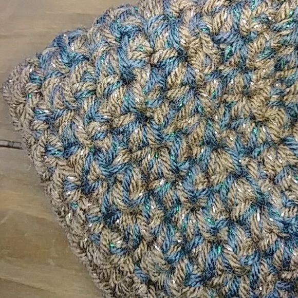 Messy Bun Hat Turquoise Brown Silver Womens NWT - Picture 2 of 2